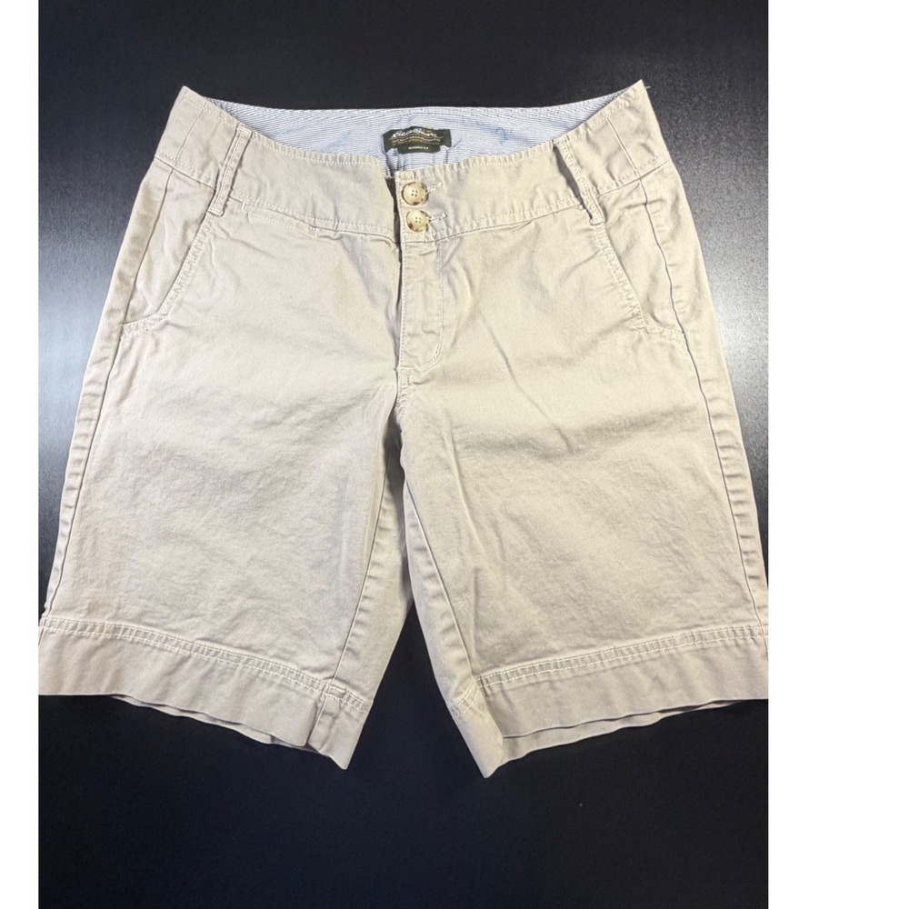 Eddie Bauer Blakely Fit Khaki Chino Shorts Tan Stretch Cotton Size 8 K16
